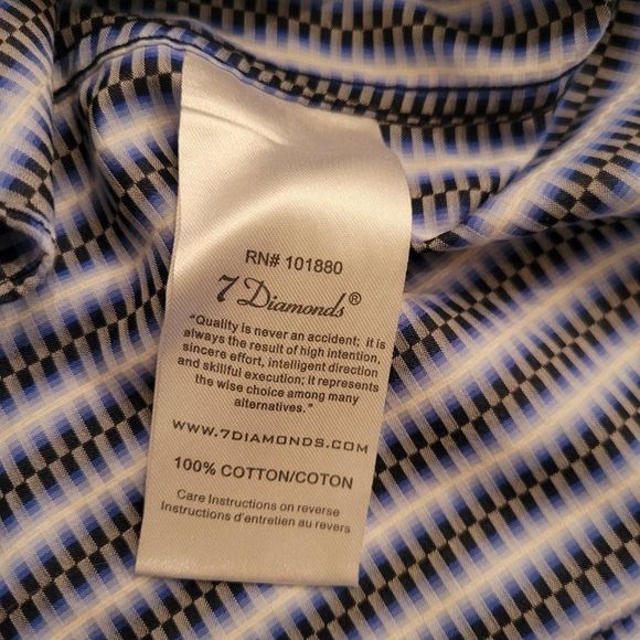 7 Diamonds Designer Long Sleeve Button Down Men's Shirt, purple and blues Size L - Picture 9 of 10